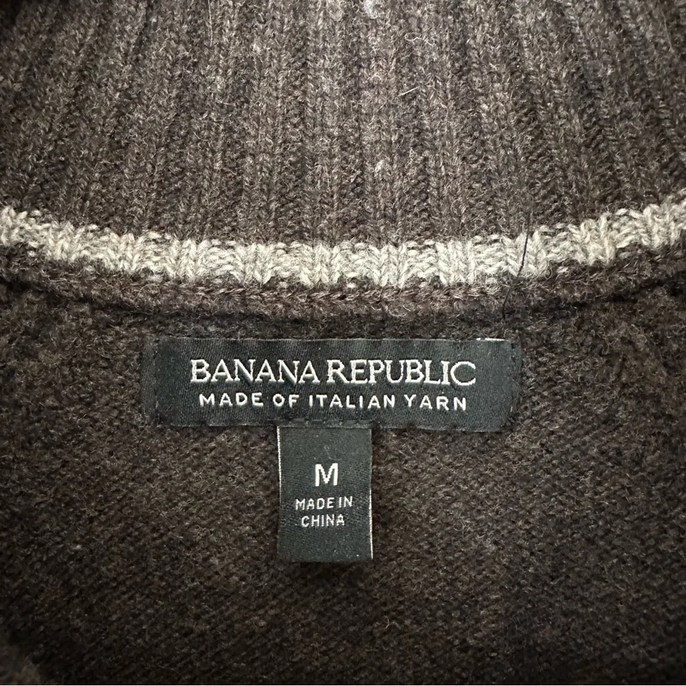 Banana Republic Italian Merino Wool Mock Neck Sweater Brown Medium FLAW